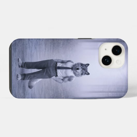 Wolf in Minimal Formal Attire – Silent Forest Port iPhoneケース (裏面横)