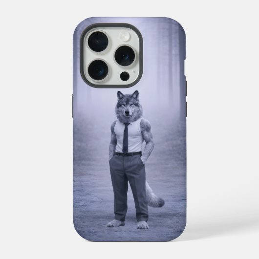Wolf in Minimal Formal Attire – Silent Forest Port iPhoneケース (裏面)