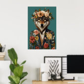 Wolf In Suit Poster, Wolf Portrait, Wolf Oil ポスター (ホームオフィス)