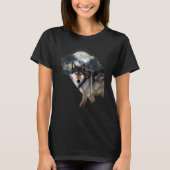 Wolf In The Full Moon Wolf and Nature Lovers Wolf Tシャツ (正面)