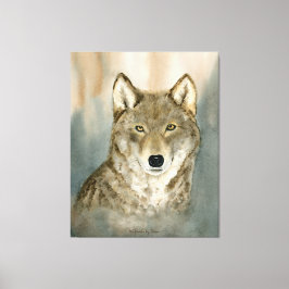 Wolf in the Mist Watercolor キャンバスプリント