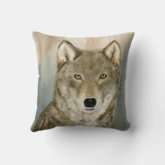 Wolf in the Mist Woatercolor クッション (裏面)