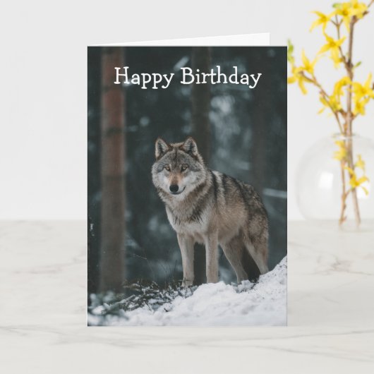 Wolf in Winter カード (黄色い花)