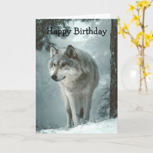 Wolf in Winter カード (黄色い花)