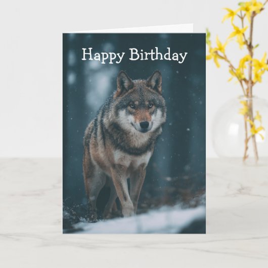 Wolf in Winter カード (黄色い花)