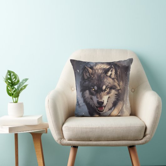 Wolf in winter クッション (椅子)