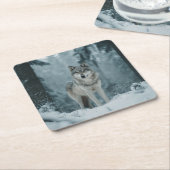 Wolf in Winter スクエアペーパーコースター (アングル)