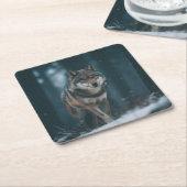 Wolf in Winter スクエアペーパーコースター (アングル)