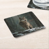 Wolf in Winter スクエアペーパーコースター (アングル)