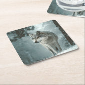 Wolf in Winter スクエアペーパーコースター (アングル)