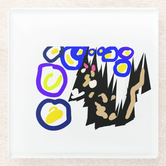 Wolf latte Halloween fun ガラスコースター (正面)