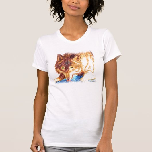 wolf_licking_ice_2_by_driftingsoul181 tシャツ (正面)
