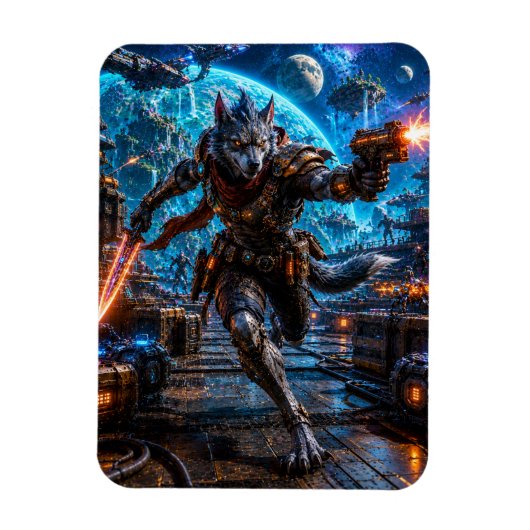 Wolf-Like Alien Pirate — Running Assault マグネット (縦)