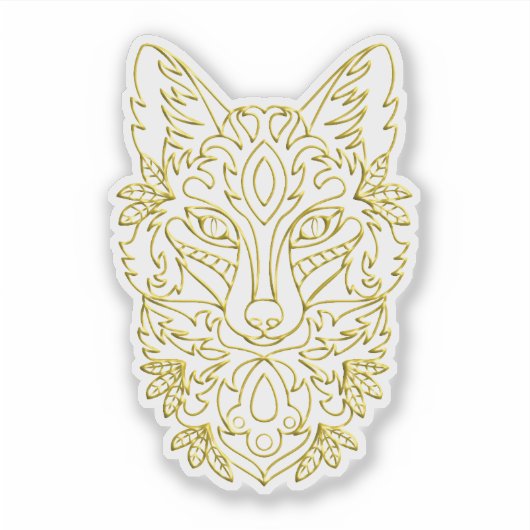 Wolf-like head art in gold シール (正面)