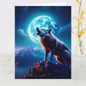WOLF MOON NATIVE AMERICAN GREETING CARD カード (黄色い花)