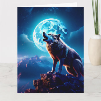 WOLF MOON NATIVE AMERICAN GREETING CARD カード