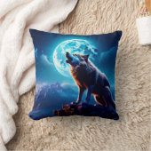 WOLF MOON NIGHT THROW PILLOW クッション (ブランケット)