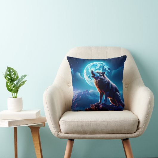 WOLF MOON NIGHT THROW PILLOW クッション (椅子)