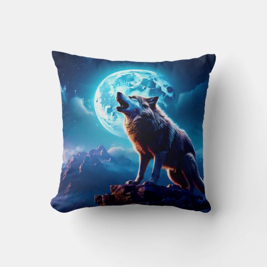WOLF MOON NIGHT THROW PILLOW クッション (正面)