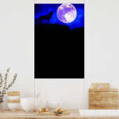 Wolf & Moon Panoramic Poster Print ポスター (キッチン)