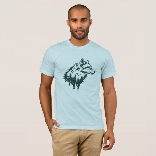 Wolf mountains minimalist art tシャツ (正面フル)
