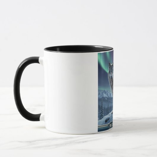 Wolf Mug 🐺❄️ | Northern Lights Wildlife Art 🌌 マグカップ (左)
