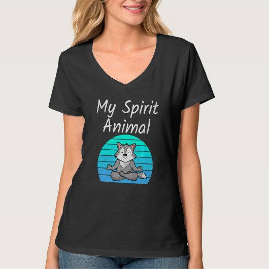 Wolf My Spirit Animal Relaxing Mediation Yoga Wolv Tシャツ (正面)