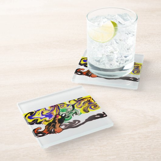 Wolf night stary  ガラスコースター (アングル)