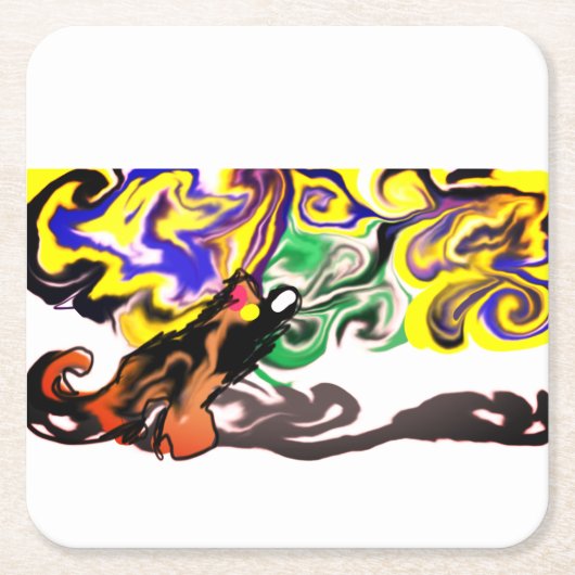 Wolf night stary  スクエアペーパーコースター (正面)