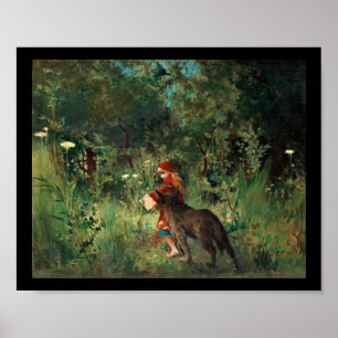 Wolf on Path with Red ポスター