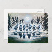 Wolf Pack Running Through a Winter Lake ポストカード (正面/裏面)