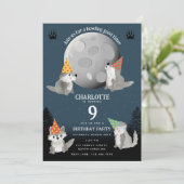 Wolf Pack Woodland Moon Howling Birthday Party 招待状 (スタンド正面)