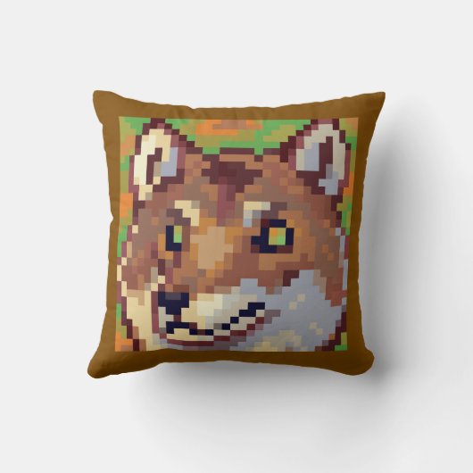 Wolf, Pixel Art, pixelart クッション (裏面)