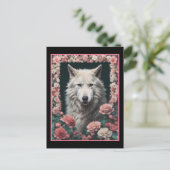 Wolf portrait with flowers ポストカード (スタンド正面)
