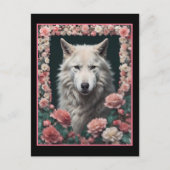 Wolf portrait with flowers ポストカード (正面)