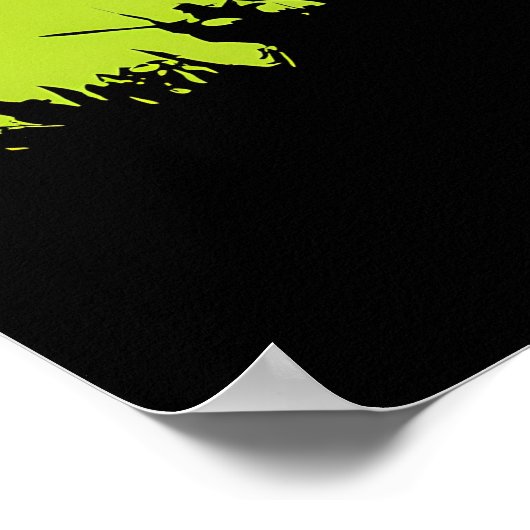 Wolf Poster – Howling Silhouette on Green ポスター (角)