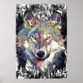 Wolf Poster - Retro Wolf Polygon Poster ポスター (正面)