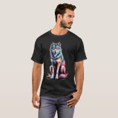 Wolf Poster Style Colorful Paint Splatter Art Tシャツ (正面フル)