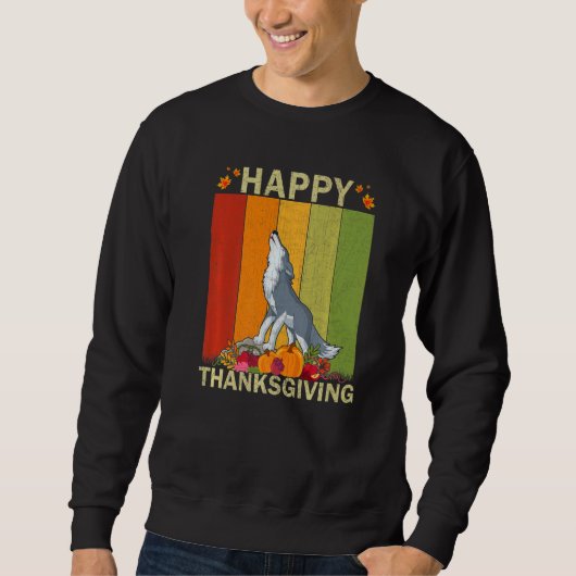 Wolf  Retro Graphic Family Matching Thanksgiving スウェットシャツ (正面)