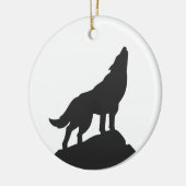 wolf silhouette howling – 背景色を選択 セラミックオーナメント (左)