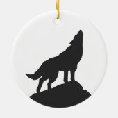wolf silhouette howling – 背景色を選択 セラミックオーナメント (裏面)