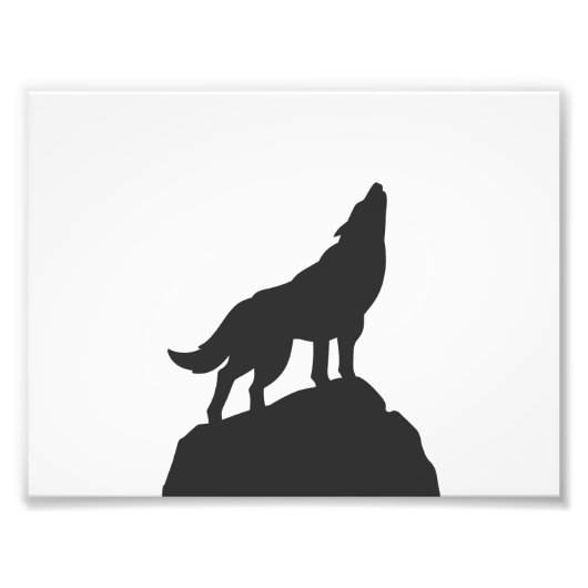 wolf silhouette howling – 背景色を選択 フォトプリント            (正面)