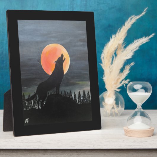 Wolf Silhouette Painting by Alfred Fox フォトプラーク (側面)