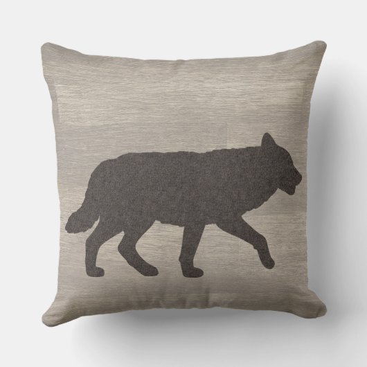 Wolf Silhouette Reversible Throw Pillow クッション (裏面)