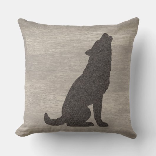 Wolf Silhouette Reversible Throw Pillow クッション (正面)
