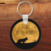 Wolf Silhouetted in Bright Moon キーホルダー (正面)