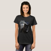 Wolf Star Wolves Wild Moon Stars Loyal Gray Wolf Tシャツ (正面フル)