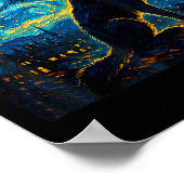 Wolf Starry Night Howling Moon Funny For Men Women ポスター (角)