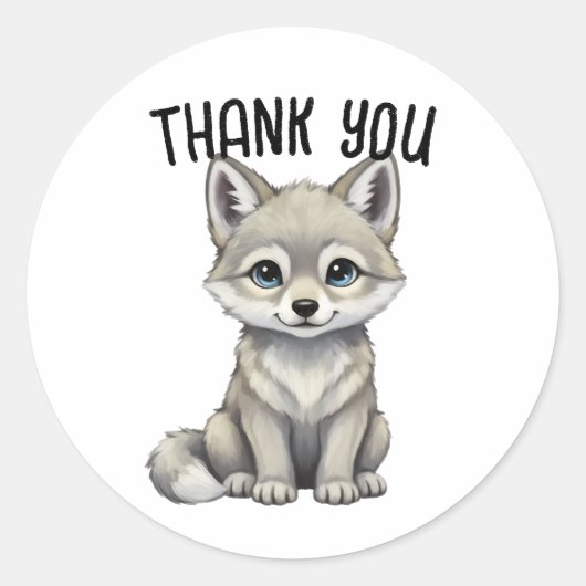 Wolf Thank You Sticker ラウンドシール (正面)