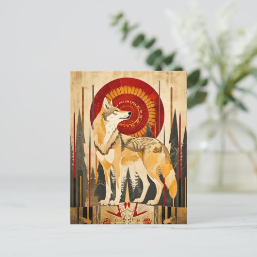 Wolf Totem – Guardian in Deco Style ポストカード (スタンド正面)